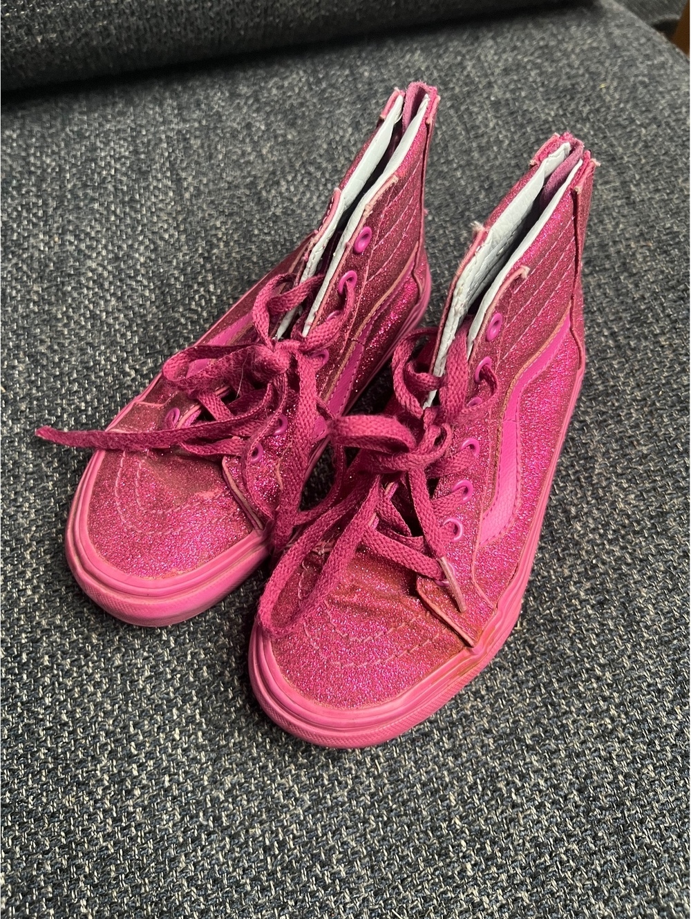Vans glitter pink high top size 13 zip sneakers